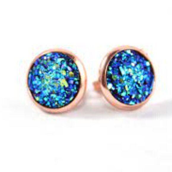 5/$25 Orange Druzy Silver Studs Earrings HOLIDAY EARRING SALE REDUCED SHIPPING! - Picture 10 of 15